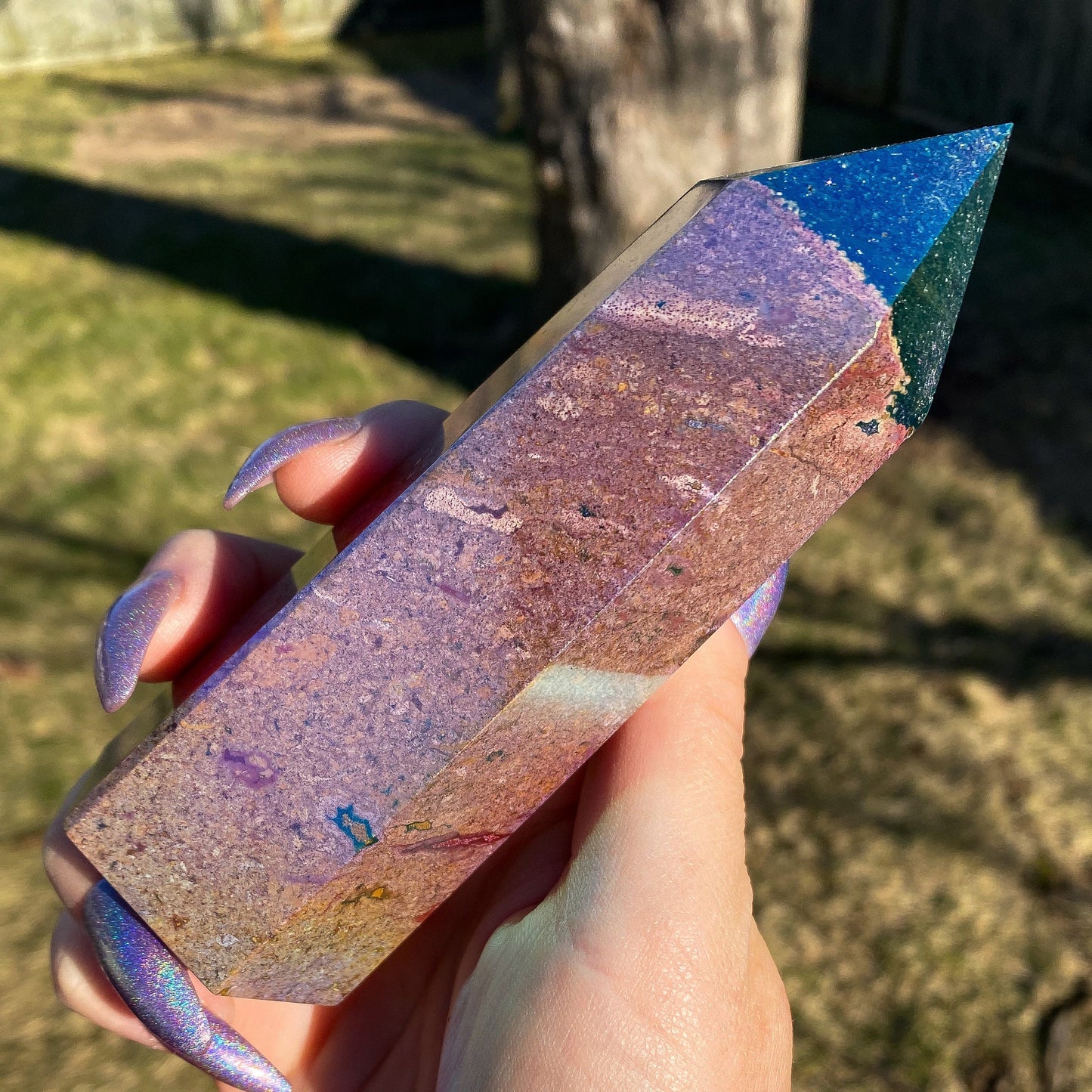 Rainbow Aura Ocean Jasper Tower