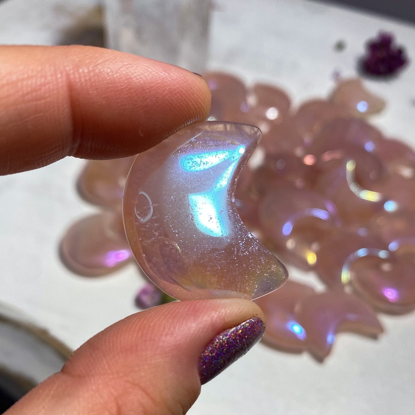 Aura Rose Quartz Moon