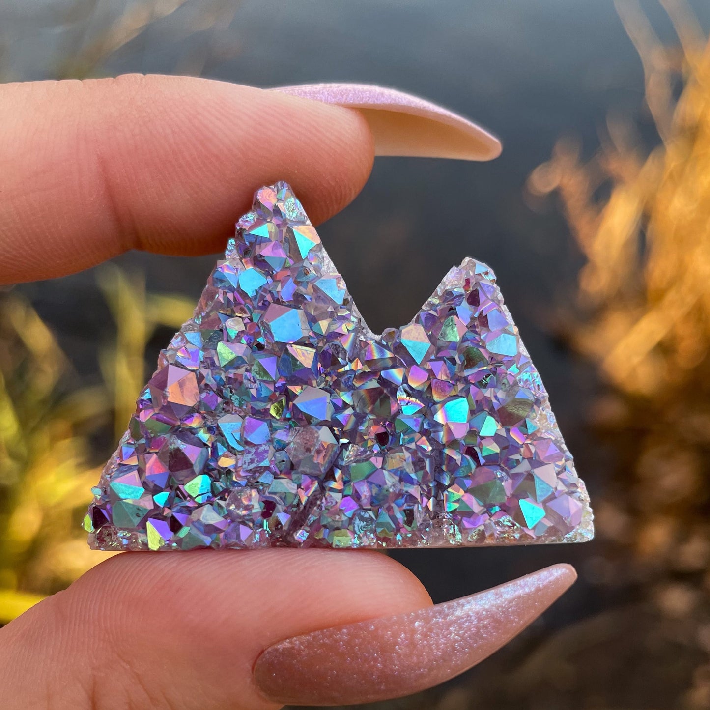 Rainbow Aura Amethyst Mountain