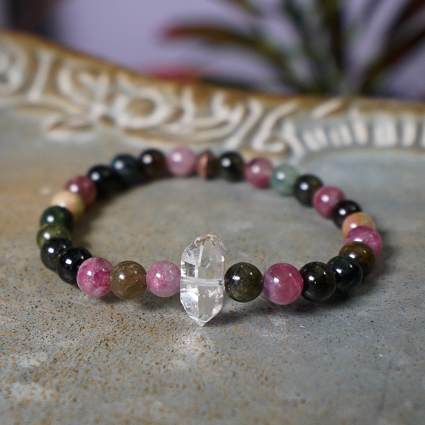 Herkimer Diamond Tourmaline Bracelet