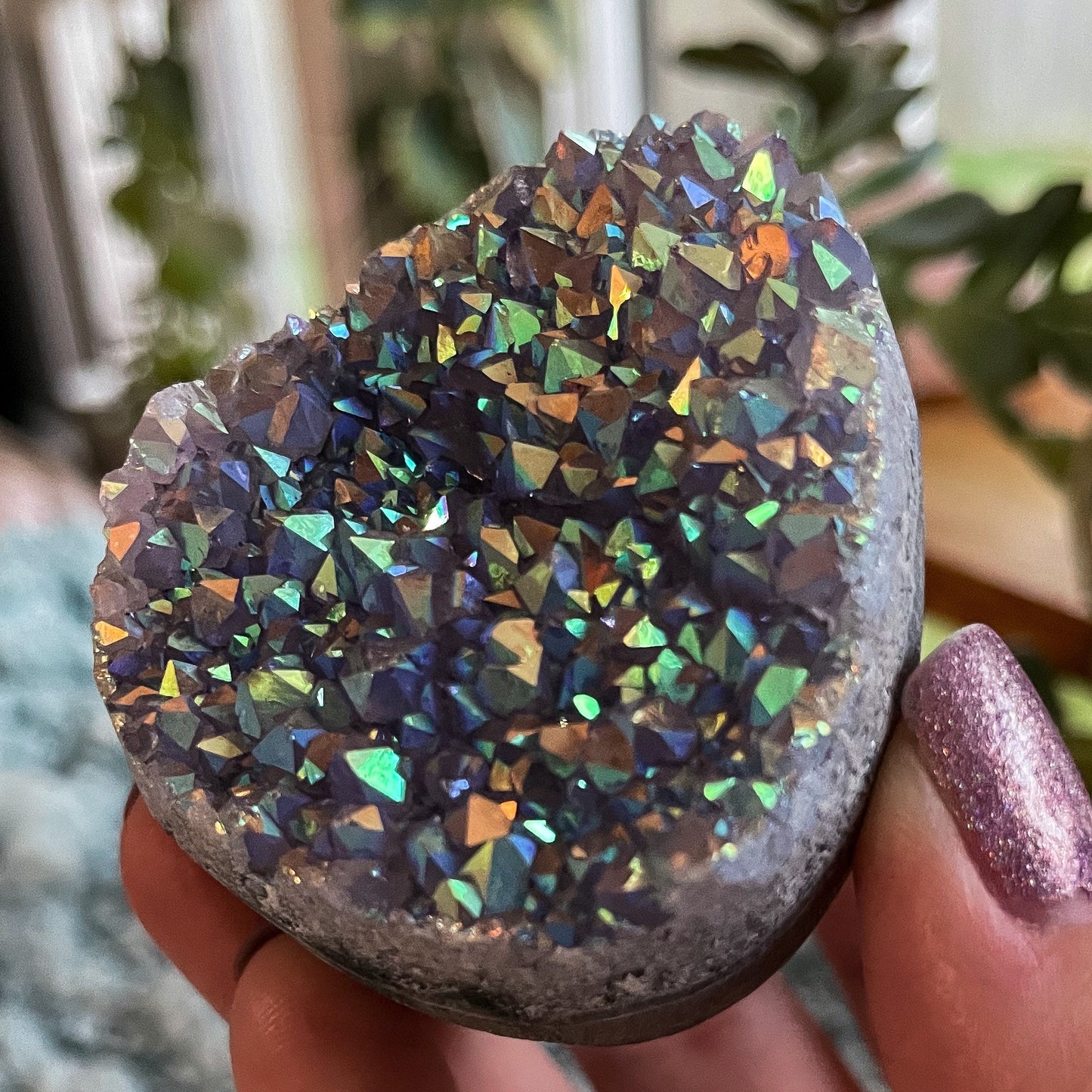 Rainbow Aura Druzy Egg
