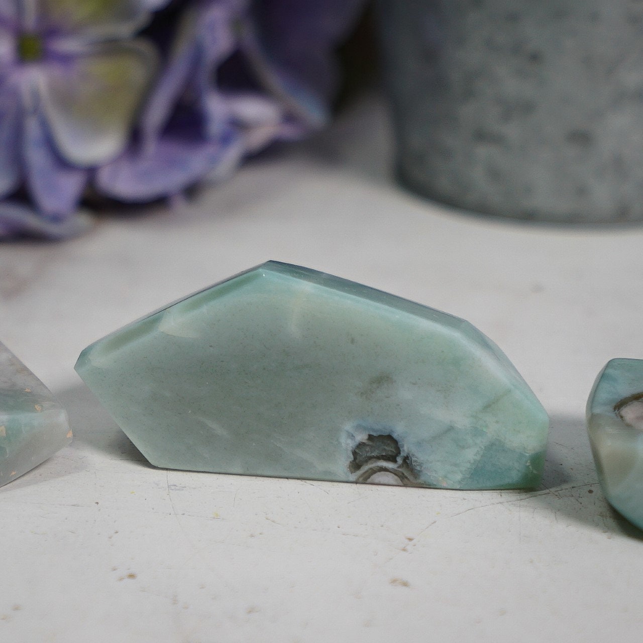 Green Flower Agate Freeform