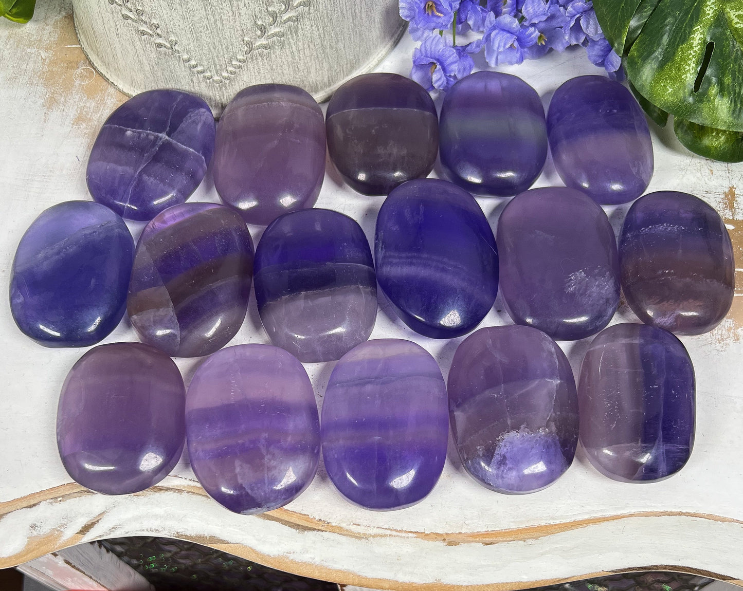 Purple Indigo Fluorite Palm Stones