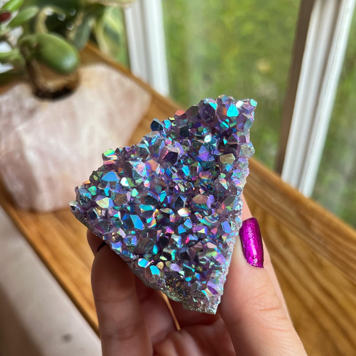 Rainbow Aura Amethyst Cluster