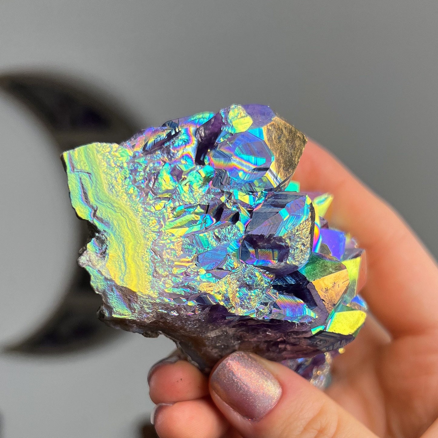 Rainbow Aura Amethyst Cluster