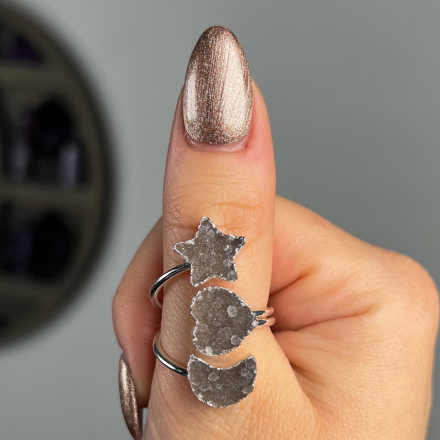 Druzy Amethyst Adjustable Ring