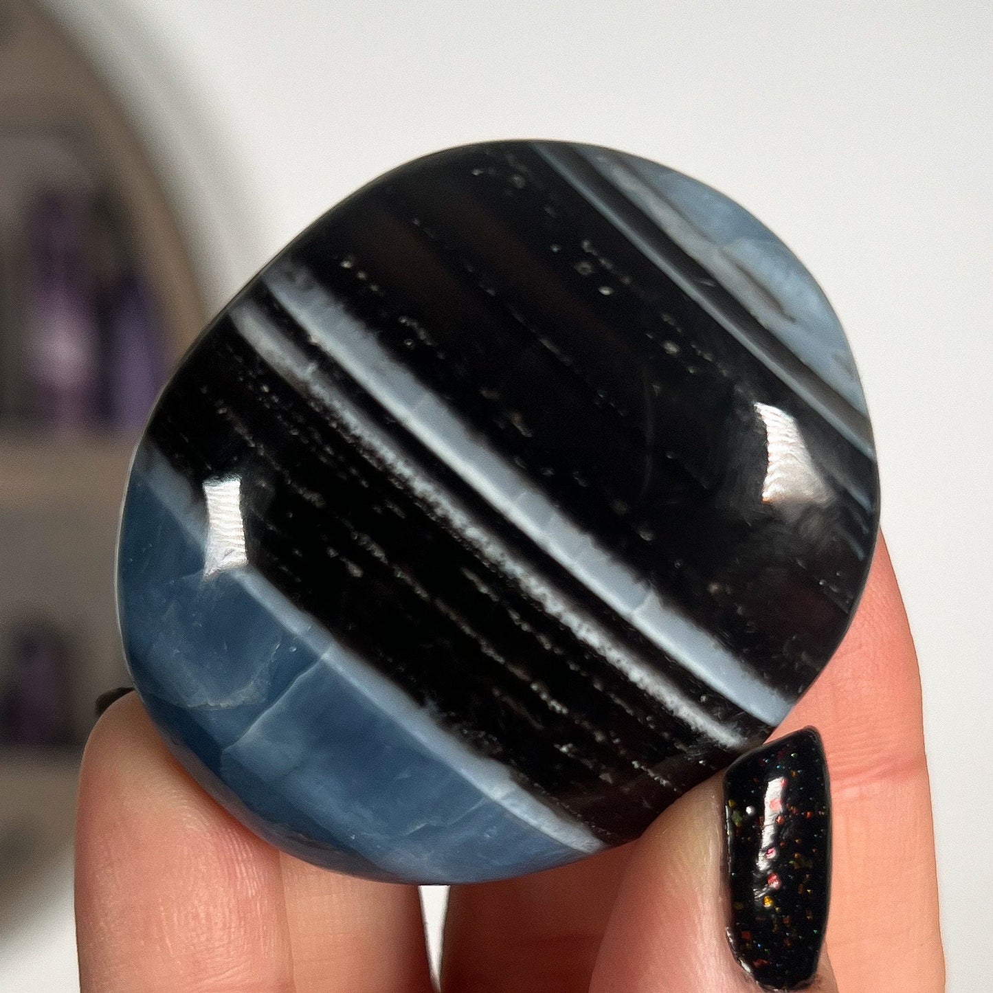 Blue Owyhee Opal Palm Pocket Stone