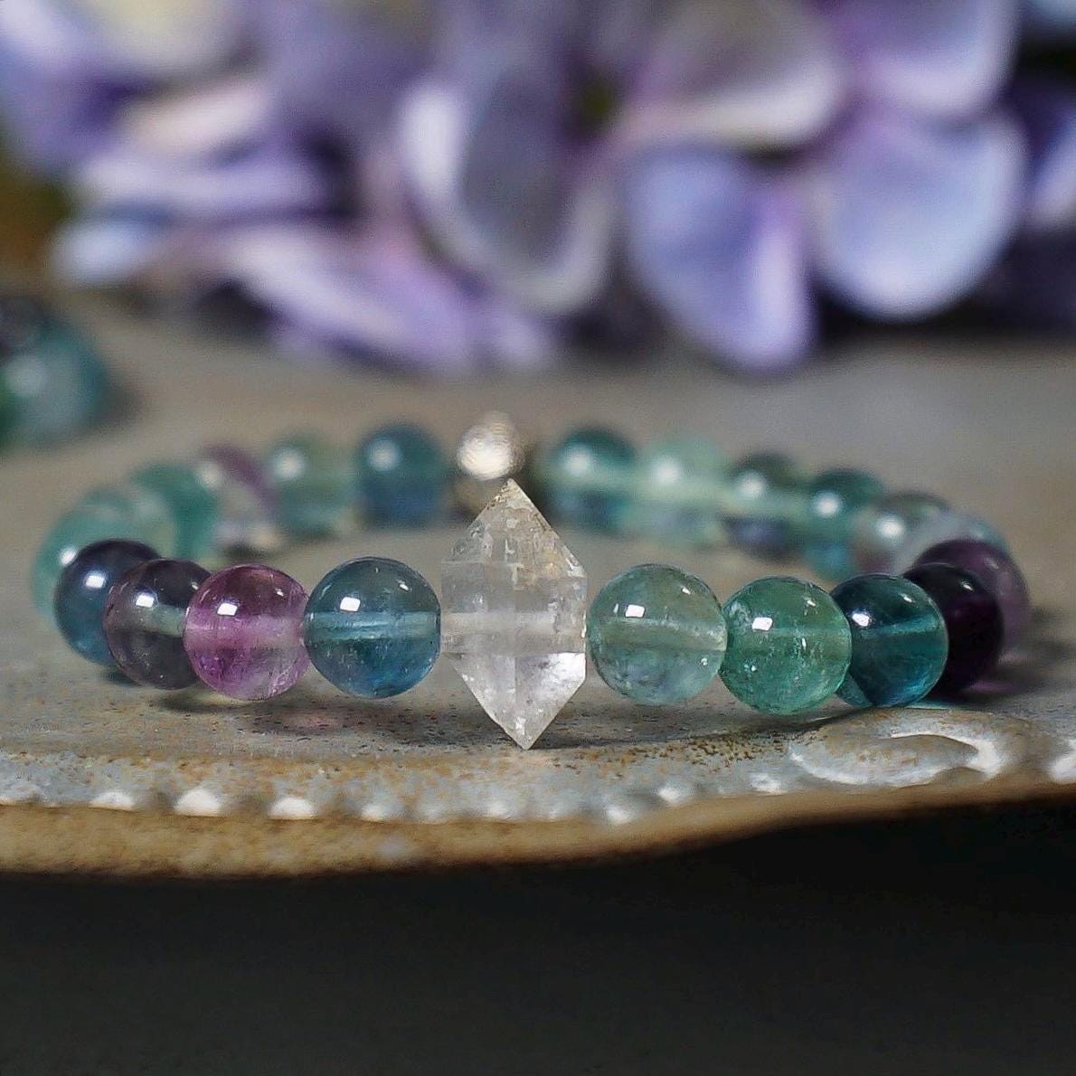 Herkimer Diamond Fluorite Bracelet