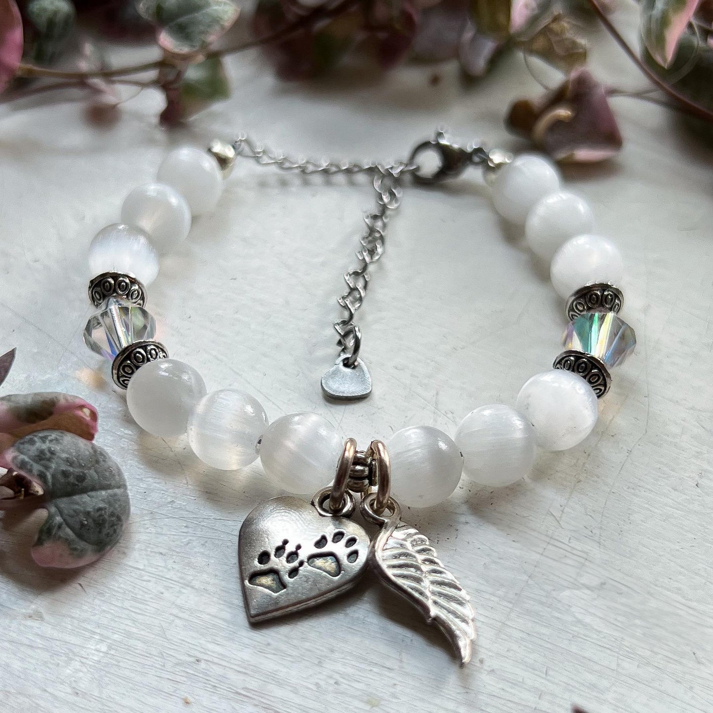 Pet Memorial Selenite Bracelet