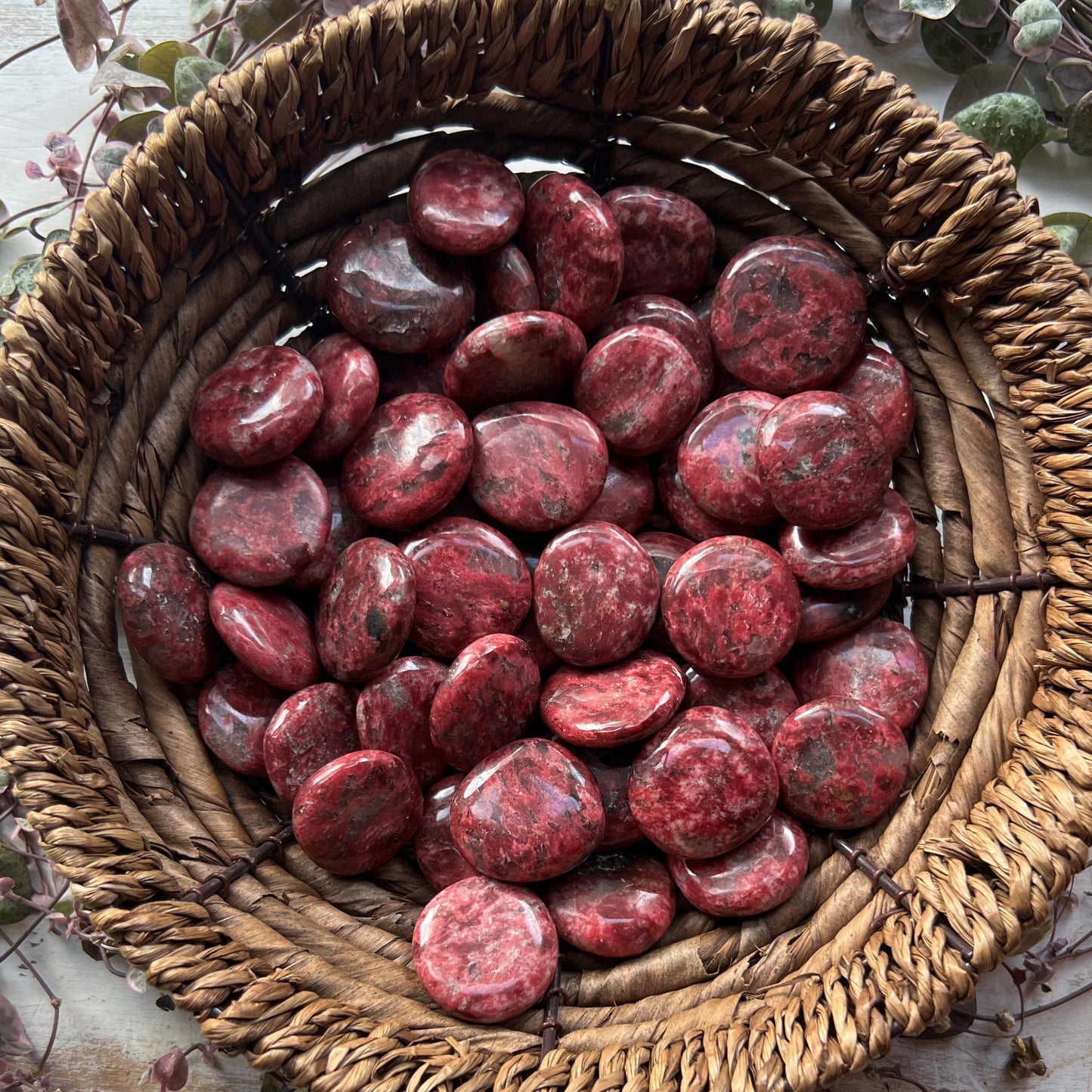 Thulite Flat Tumble Stones