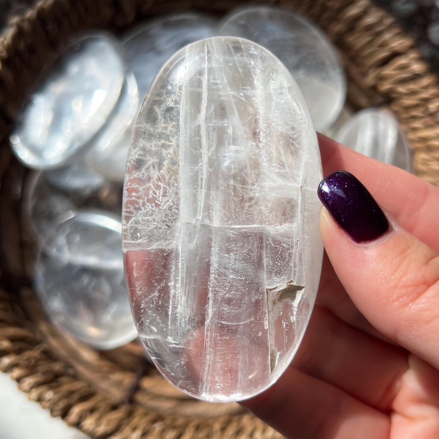 Selenite Palm Stones