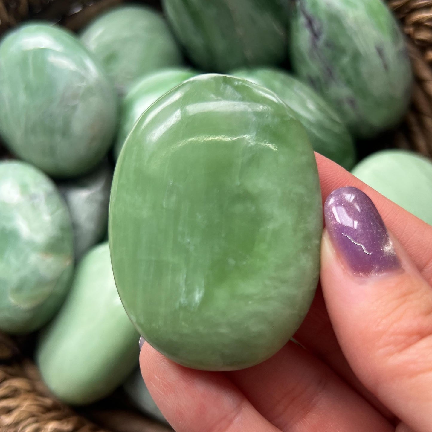 Green Kammererite Palm Stones