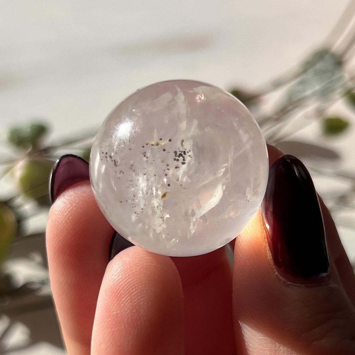 Pyrite in Girasol Quartz Sphere