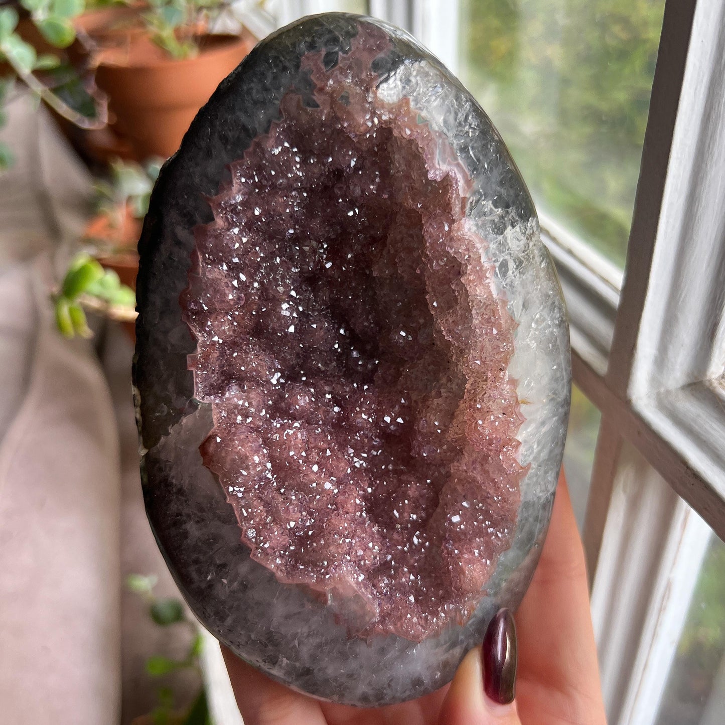 Pink Amethyst Druzy Geode