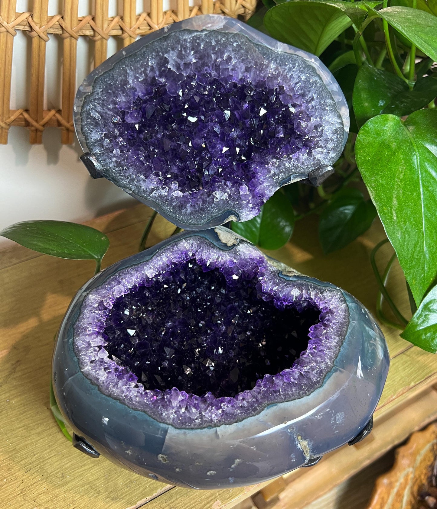 Druzy Amethyst Geode Pair