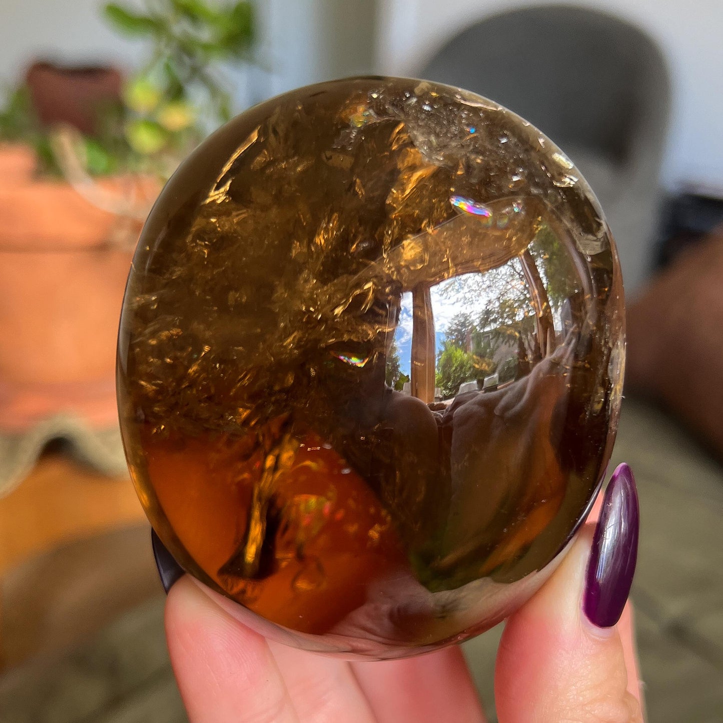 Rainbow Citrine Palm Stone XL