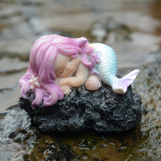 Sleeping Little Mermaid on Rock