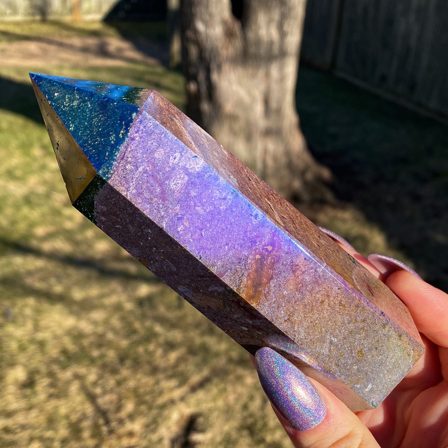 Rainbow Aura Ocean Jasper Tower