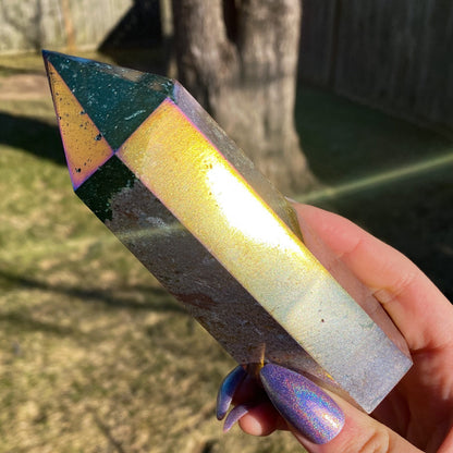 Rainbow Aura Ocean Jasper Tower