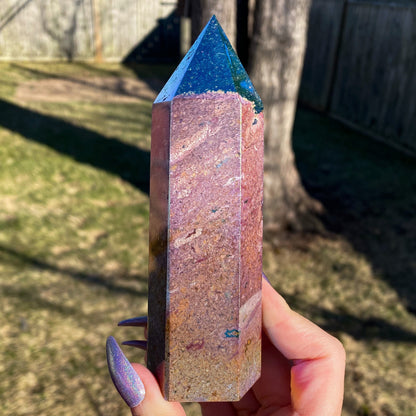 Rainbow Aura Ocean Jasper Tower
