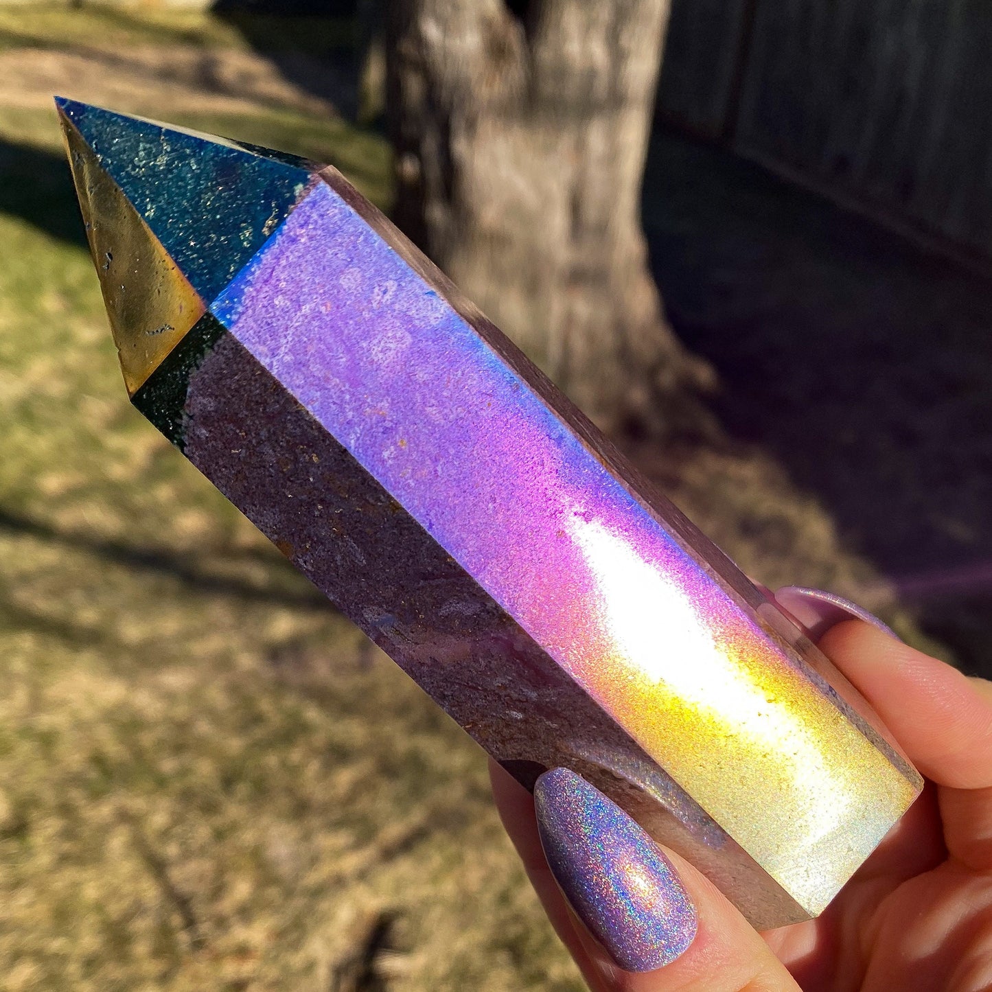 Rainbow Aura Ocean Jasper Tower