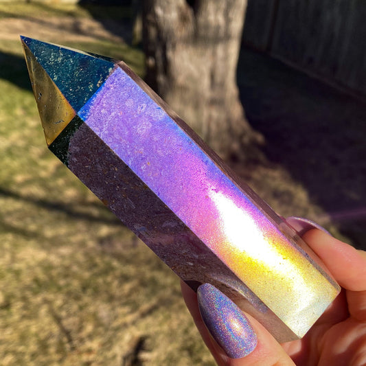 Rainbow Aura Ocean Jasper Tower