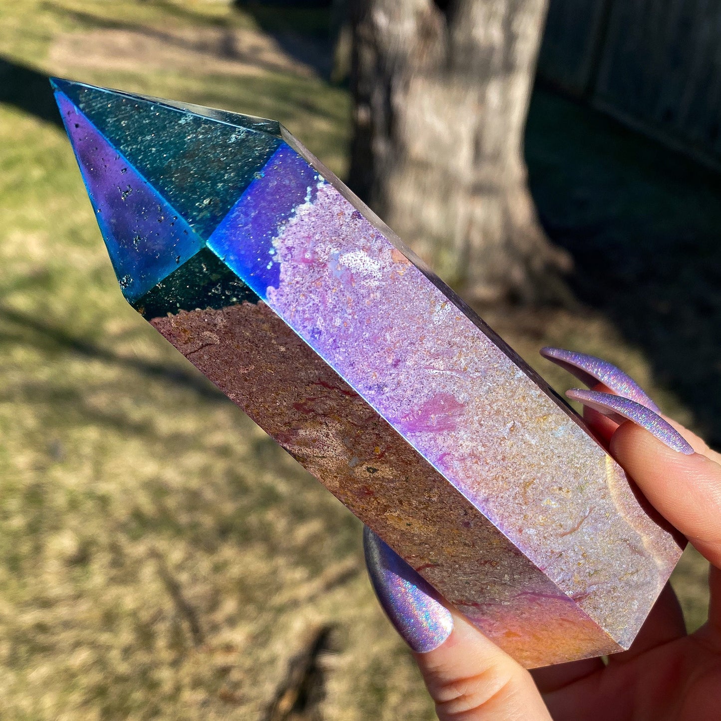 Rainbow Aura Ocean Jasper Tower
