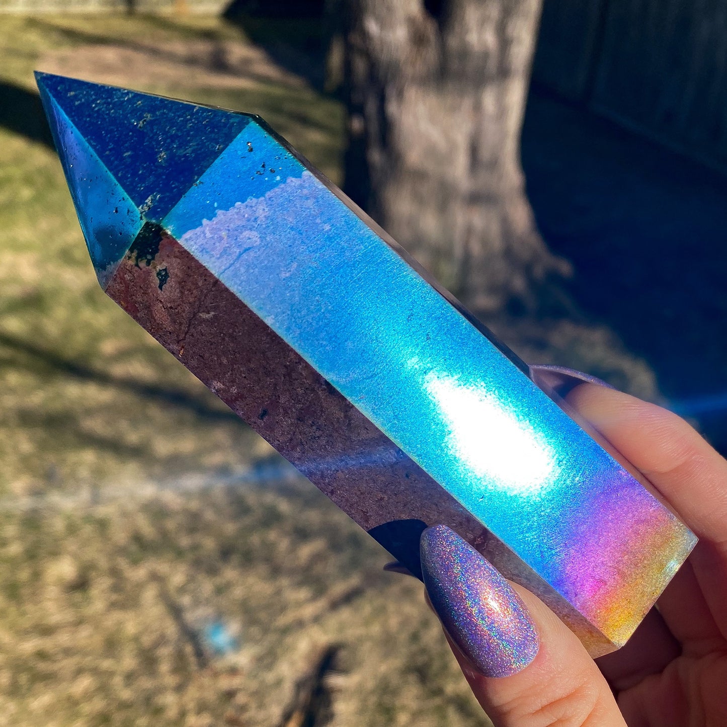 Rainbow Aura Ocean Jasper Tower