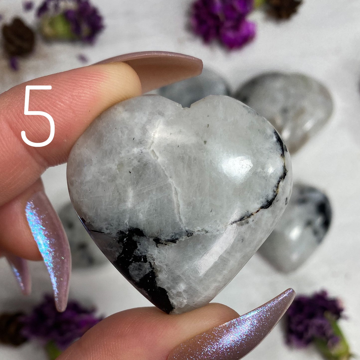 Rainbow Moonstone Heart