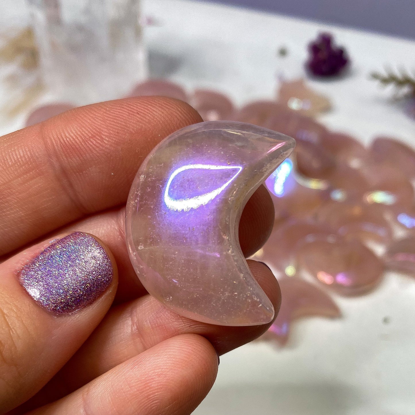 Aura Rose Quartz Moon