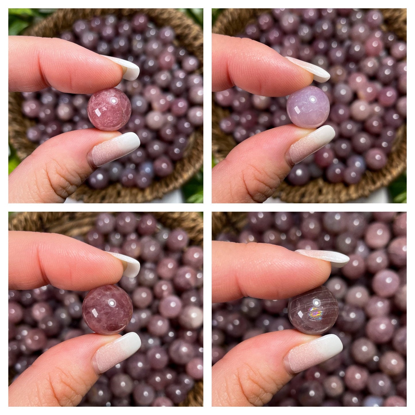 Mini Purple Pink Rose Quartz Spheres