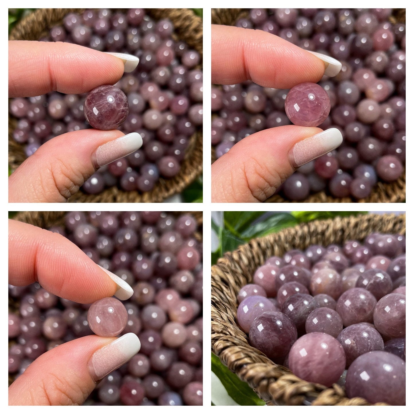 Mini Purple Pink Rose Quartz Spheres