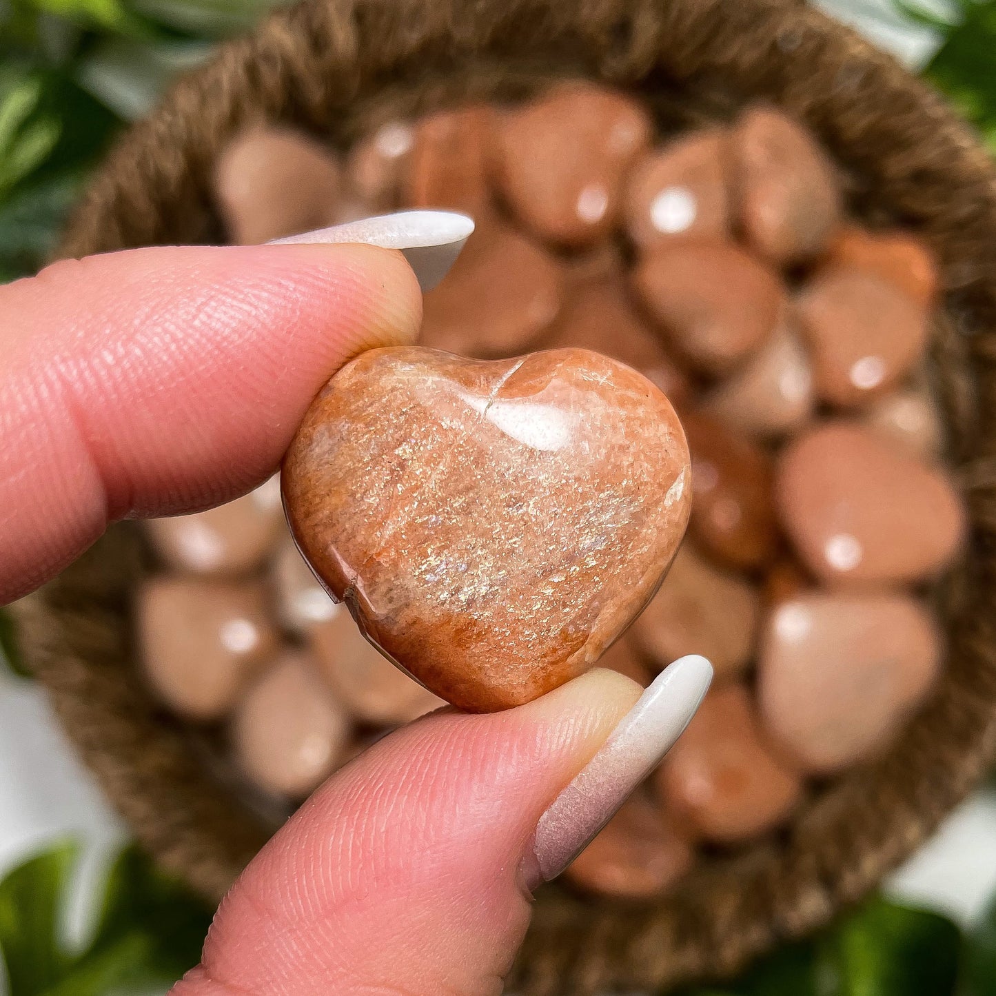 Mini Peach Moonstone Hearts