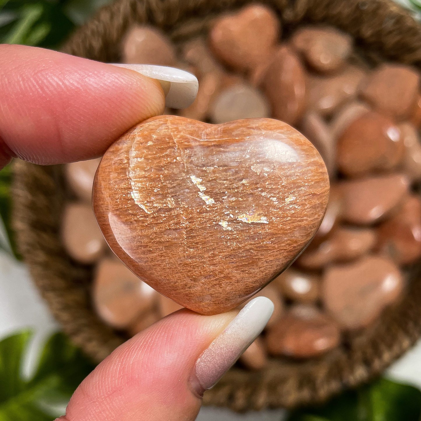 Mini Peach Moonstone Hearts