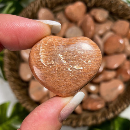 Mini Peach Moonstone Hearts
