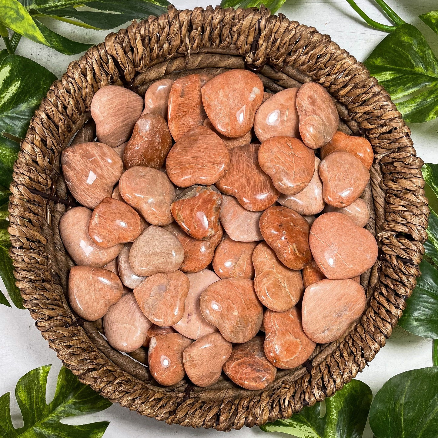 Mini Peach Moonstone Hearts