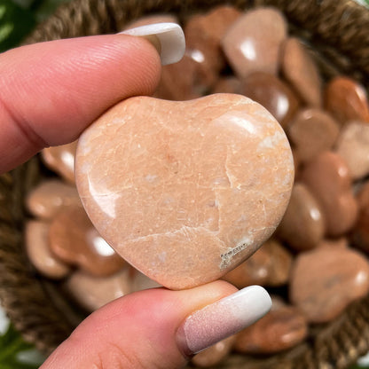 Mini Peach Moonstone Hearts