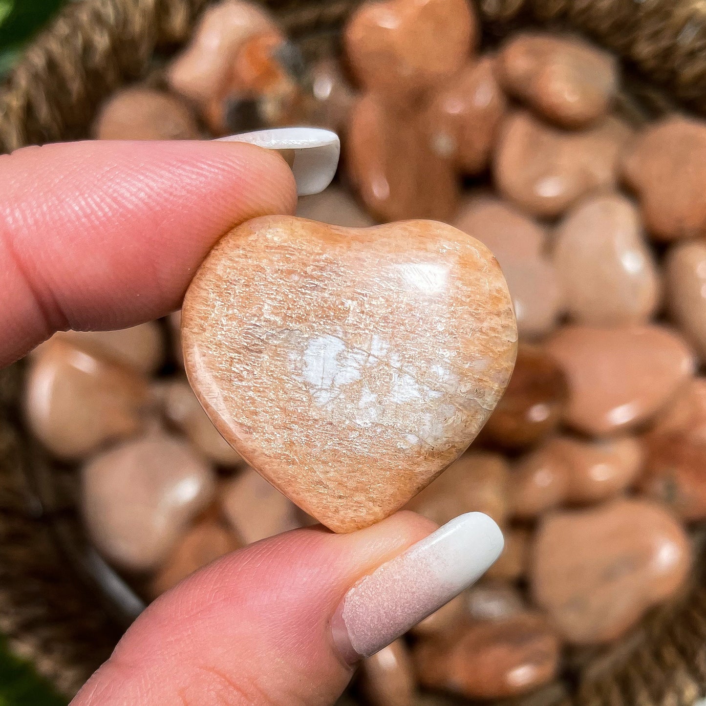 Mini Peach Moonstone Hearts