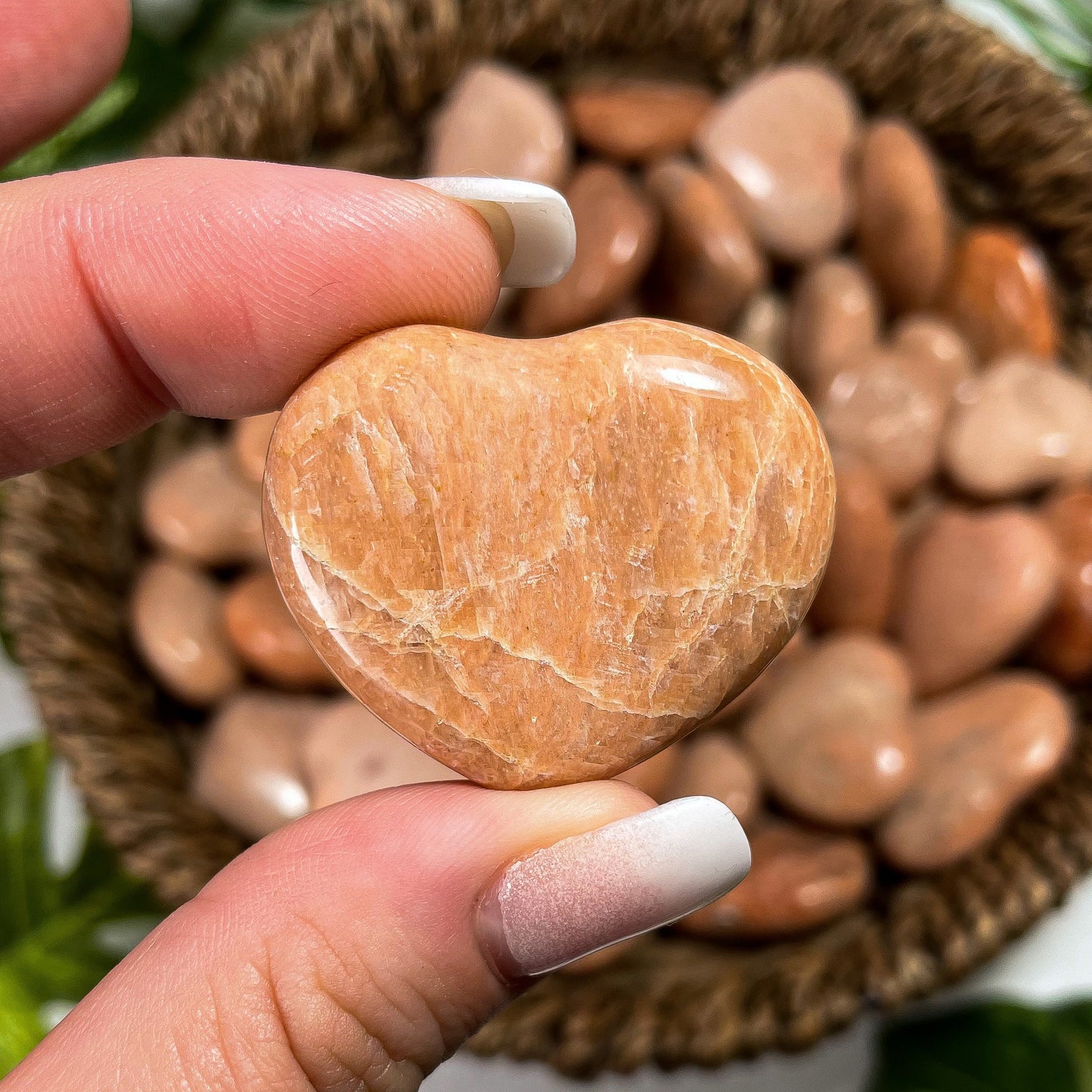 Mini Peach Moonstone Hearts