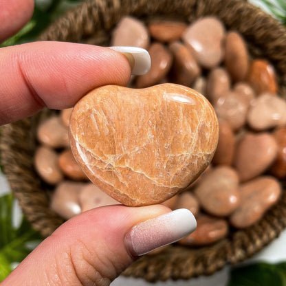 Mini Peach Moonstone Hearts