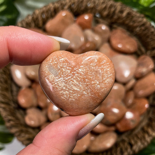 Mini Peach Moonstone Hearts