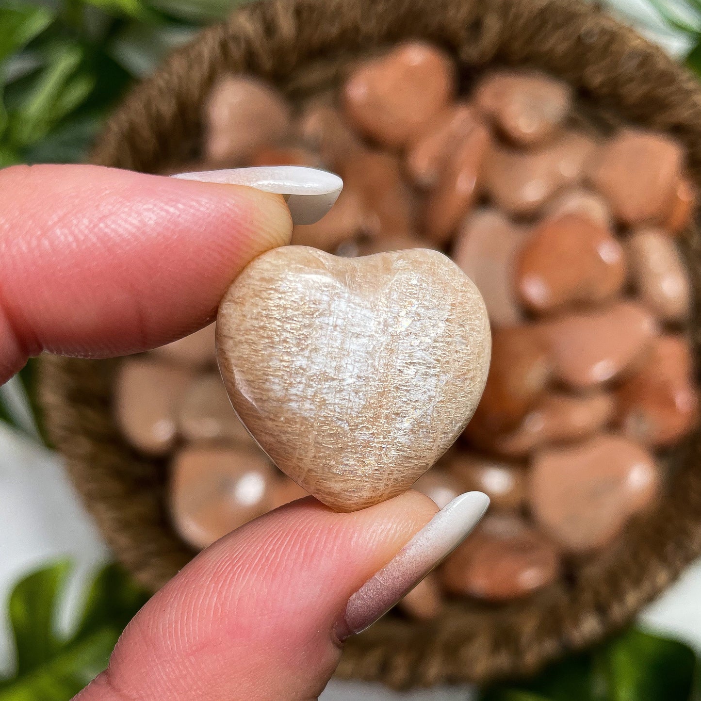 Mini Peach Moonstone Hearts