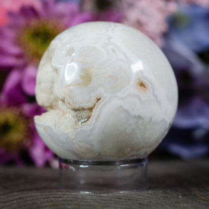 Druzy Snow Plume Agate Sphere