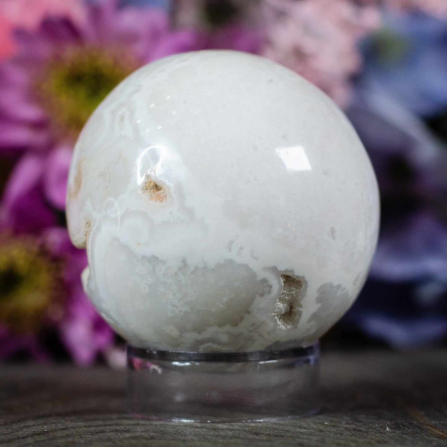Druzy Snow Plume Agate Sphere