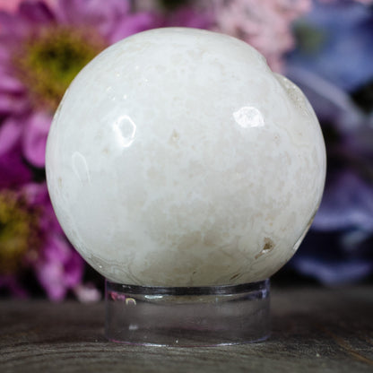 Druzy Snow Plume Agate Sphere