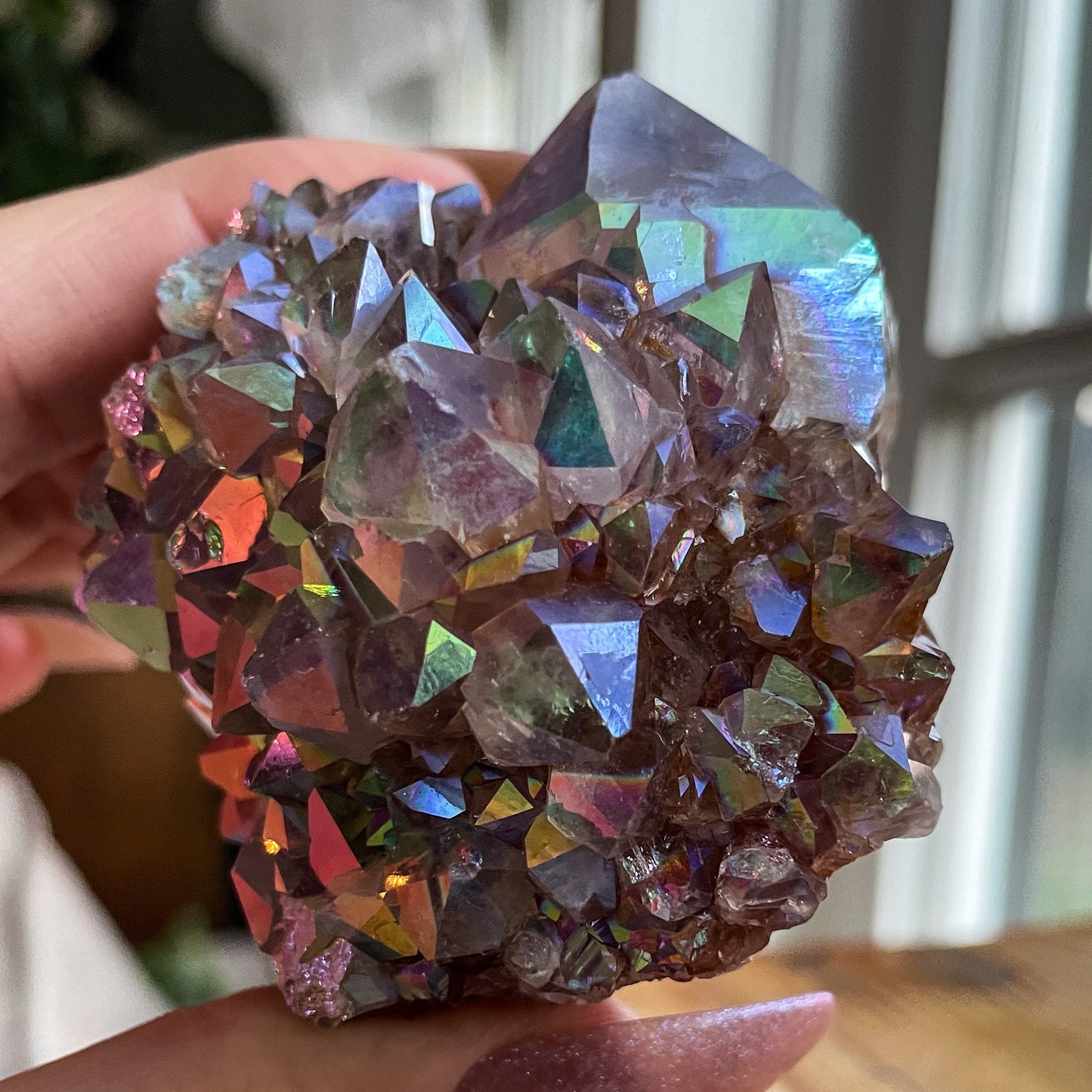 Rainbow Aura Spirit Quartz Cluster