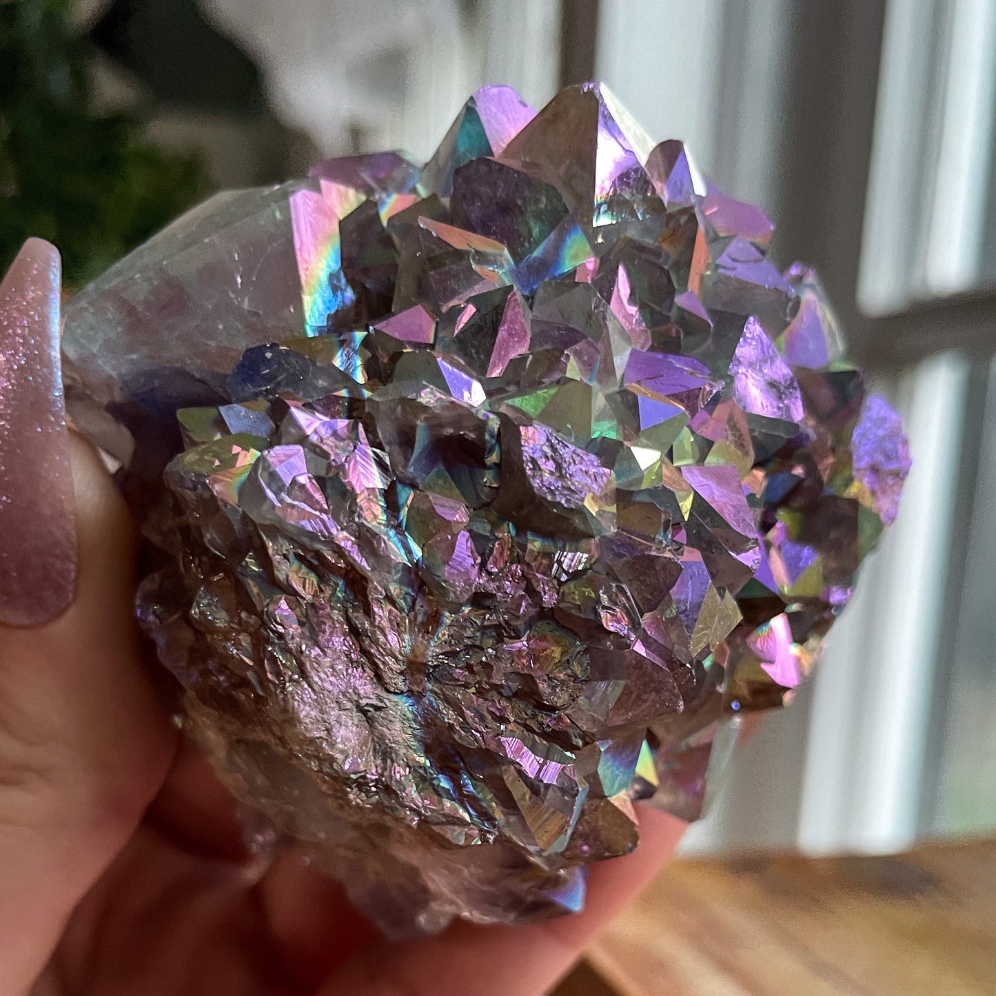 Rainbow Aura Spirit Quartz Cluster