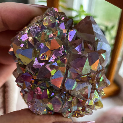 Rainbow Aura Spirit Quartz Cluster