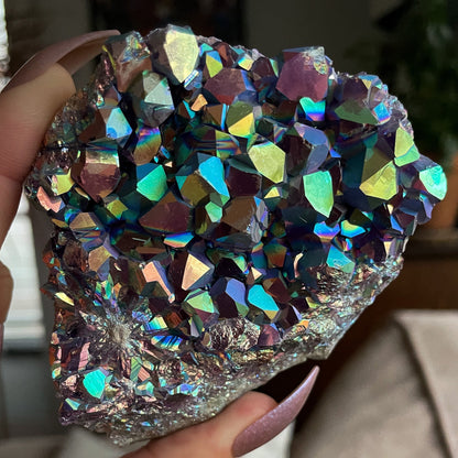 Rainbow Aura Amethyst Cluster