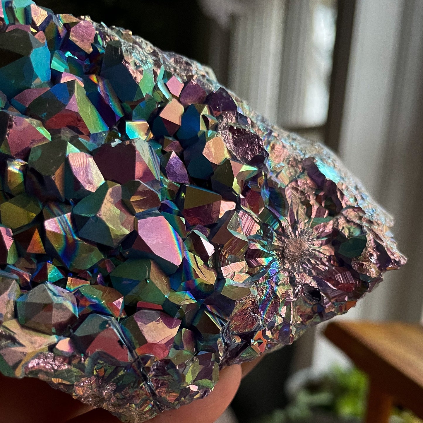 Rainbow Aura Amethyst Cluster